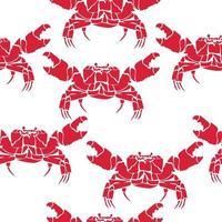 Crab silhouette seamless pattern, marine crustacean on a white background vector