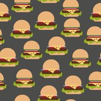 Two kinds of cheeseburgers seamless pattern, fast food on a dark gray background vector