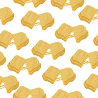 Cheese toast seamless pattern, cheese and bread sandwich on white background vector