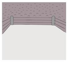 ring de boxeo de dibujos animados y ventiladores, ilustración vectorial vector