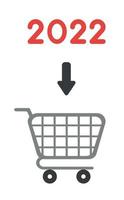 New year vector concept, 2022 into shopping cart