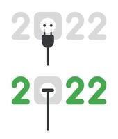 New year 2022 vector concept, plugged into outlet