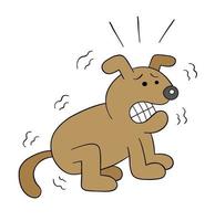 Cartoon dog is very scared, vector illustration