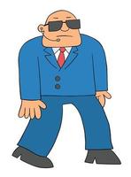 Cartoon burly bodyguard man walking, vector illustration