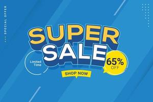Super sale and discount promotion banner template vector illustration