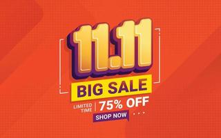 Vector of 11.11 Big sale shopping day banner template design