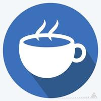vector icono de café caliente - estilo de sombra larga
