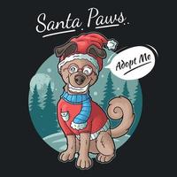 Cute Santa Dog on Christmas Night vector