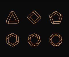 collection of polygon shape elements monoline design vector