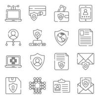 paquete de iconos lineales de protección de datos vector