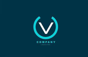 V white and blue letter logo alphabet icon design for company and business vector