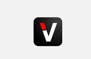 Diseño de icono de logotipo de letra del alfabeto v blanco rojo simple para negocios y empresa vector