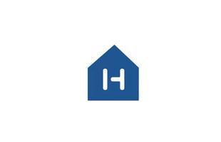 H alphabet letter logo icon for company and business with white blue house design vector