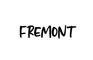 Letras de la mano del texto de la palabra de la tipografía manuscrita de la ciudad de Fremont. texto de caligrafía moderna. de color negro vector