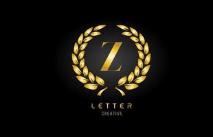 gold golden Z alphabet letter logo icon with floral design for business and company vector