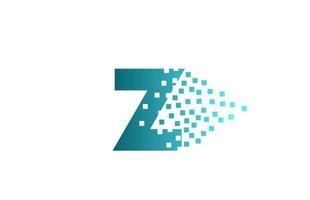 Z alphabet letter logo icon for company and business. Green eroded pixel design for corporate identity vector