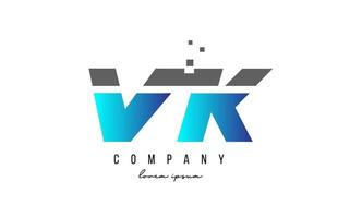 Vk vk combinación de logotipo de letra del alfabeto en color azul y gris. Diseño de icono creativo para empresa y negocio. vector