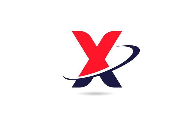 X alphabet letter logo icon design in red blue color with swoosh for business and company