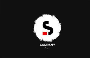 S black red white alphabet letter logo icon with grunge design for company and business vector