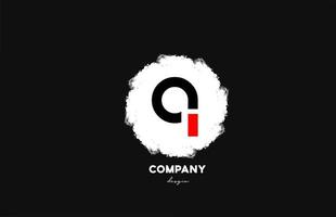 Q black red white alphabet letter logo icon with grunge design for company and business vector