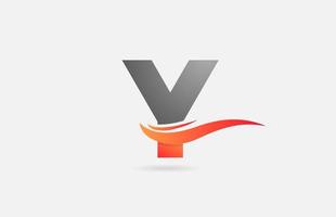 Icono de logotipo de letra del alfabeto y gris naranja para negocios y empresa con diseño de swoosh vector