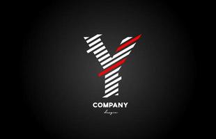 black white red Y alphabet letter logo design icon for company and business vector