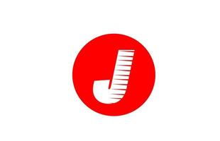 alphabet letter logo J icon for company and business. Simple icon design for corporate identity with line stripes and red circle vector