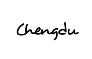 ciudad de chengdu palabra manuscrita texto letras a mano. texto de caligrafía. tipografía en color negro vector