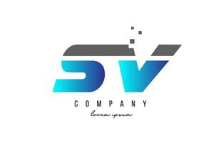 SV SV combinación de logotipo de letra del alfabeto en color azul y gris. Diseño de icono creativo para empresa y negocio. vector