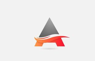 orange grey A alphabet letter logo icon for business and company with swoosh design vector