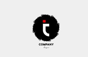 T red white black letter alphabet logo icon with grunge design for company and business vector