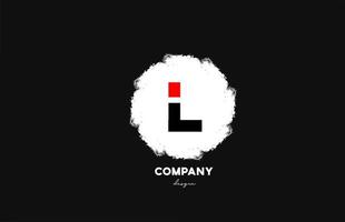 L black red white alphabet letter logo icon with grunge design for company and business vector