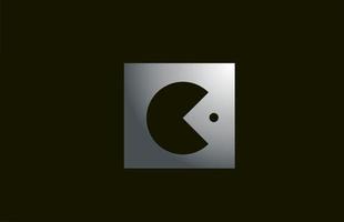 Logotipo de letra del alfabeto c de metal gris para empresa y negocio con diseño cuadrado. plantilla metálica para identidad corporativa vector