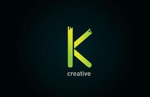 K creative green letter alphabet logo icon design for company and business vector