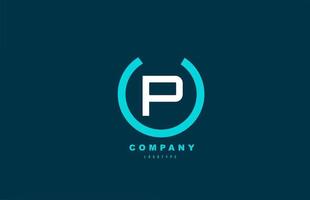 P white and blue letter logo alphabet icon design for company and business vector