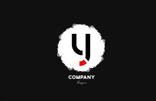 Y black red white alphabet letter logo icon with grunge design for company and business vector