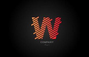 W orange alphabet letter logo icon design for business and company vector