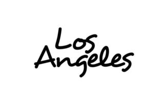 Letras de la mano del texto de la palabra manuscrita de la ciudad de Los Ángeles. texto de caligrafía. tipografía en color negro vector