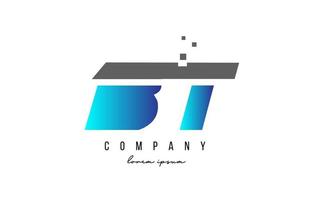 BT B T alphabet letter logo combination in blue and grey color. Creative icon design for company and business vector