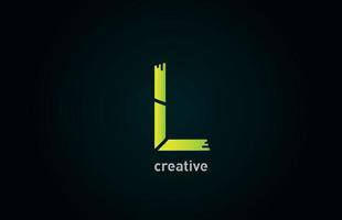 L creative green letter alphabet logo icon design for company and business vector