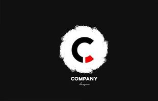 C black red white alphabet letter logo icon with grunge design for company and business vector