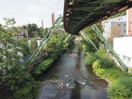 Wuppertal Suspension Railway above River Wupper photo