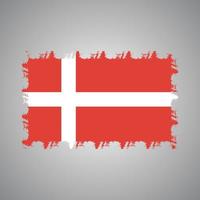 Denmark flag vector with watercolor brush style