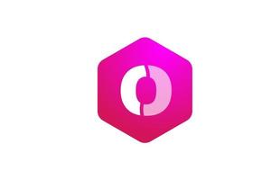 pink white polygon O alphabet letter logo icon with modern design for business and company vector