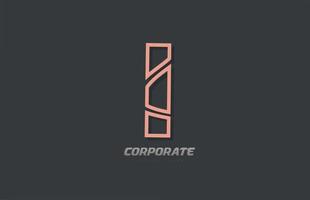 I alphabet letter line company business brown grey logo icon design vector