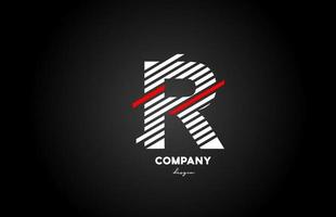 black white red R alphabet letter logo design icon for company and business vector