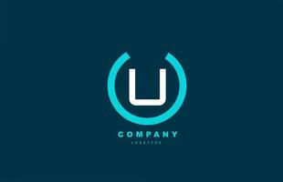 U white and blue letter logo alphabet icon design for company and business vector