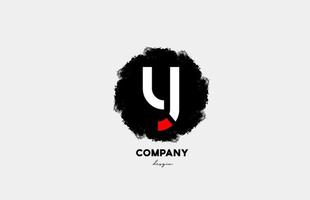 Y red white black letter alphabet logo icon with grunge design for company and business vector