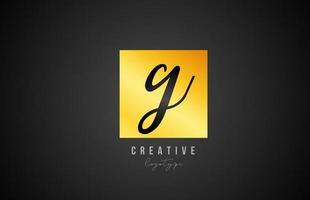 G gold golden square alphabet letter logo icon design for company and business vector