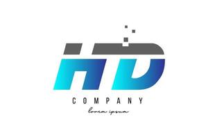 HD H D alphabet letter logo combination in blue and grey color. Creative icon design for company and business vector